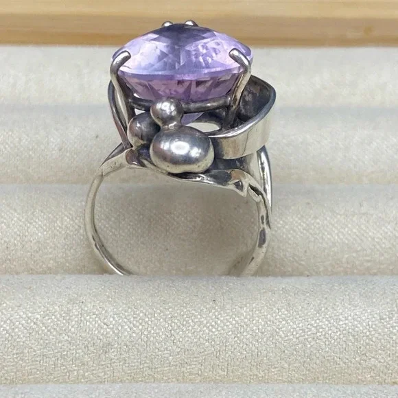 Sterling Silver Large Purple Sapphire Stone Statement Ring